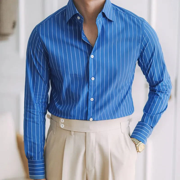 Italian Nova – Riviera Blue Old Money Stripe Shirt