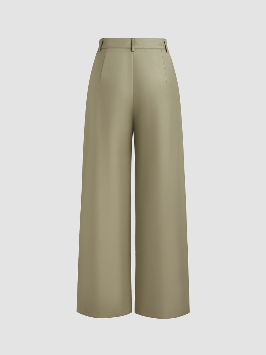 Italian Nova – High-waisted Pleated wide-leg trousers in Sage Olive