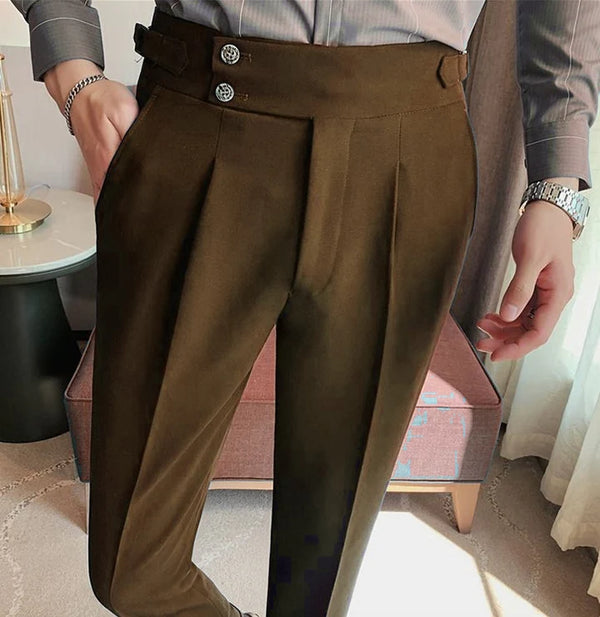Italian Nova – Signature Buttoned Gurkha Trousers in Classic Brown