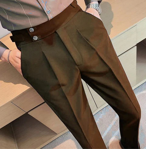 Italian Nova – Signature Buttoned Gurkha Trousers in Classic Brown