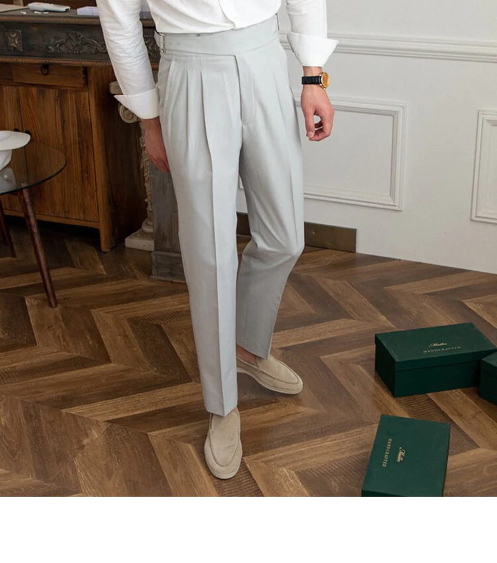 Italian Nova – Gurkha Trousers in Ash Grey