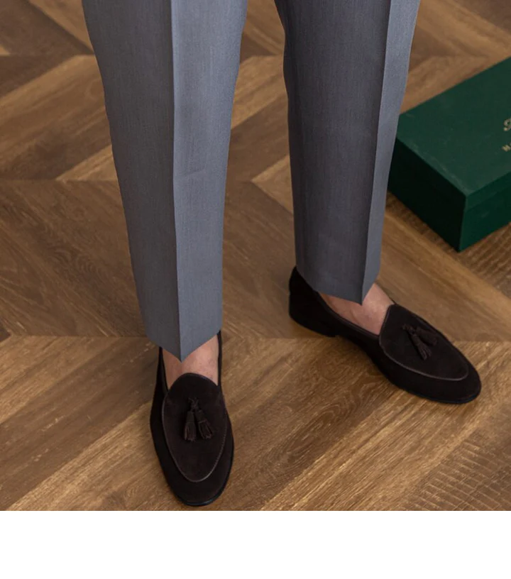 Italian Nova – Gurkha Trousers in Stone Grey