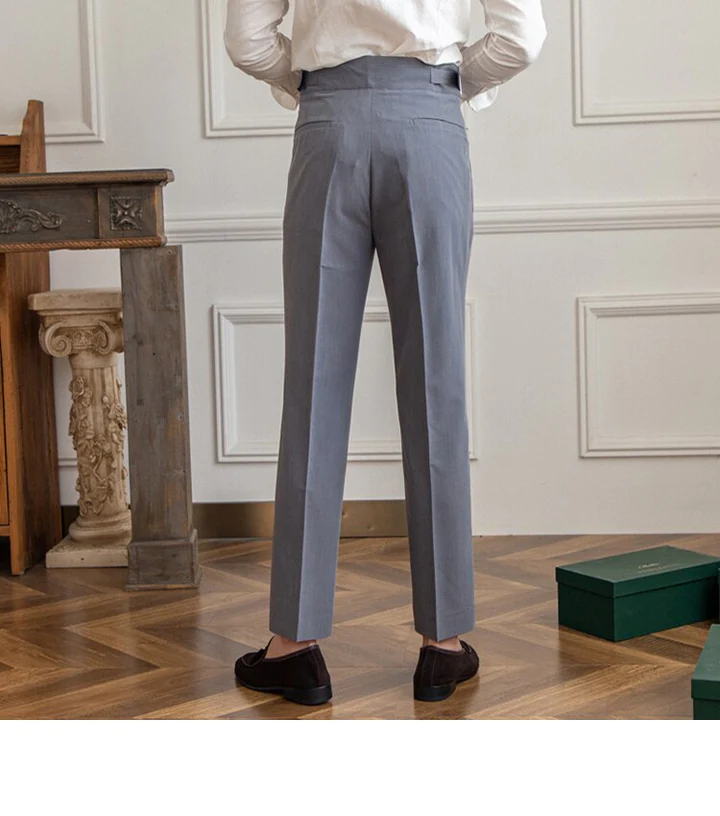 Italian Nova – Gurkha Trousers in Stone Grey