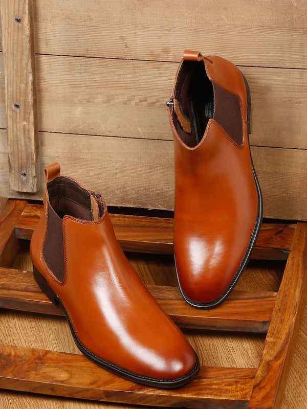 Italian Nova - Classic Leather Chelsea Boots – Cognac Tan