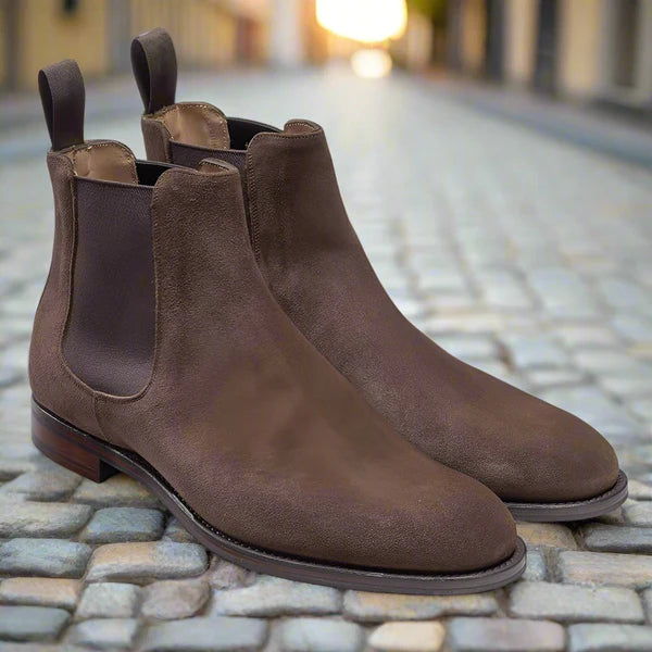 Italian Nova - Godfrey Suede Chelsea Boots – Plough Brown