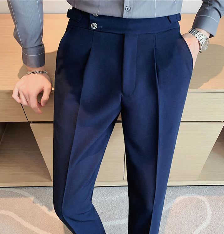 Italian Nova – Signature Buttoned Gurkha Trousers in Royal Blue