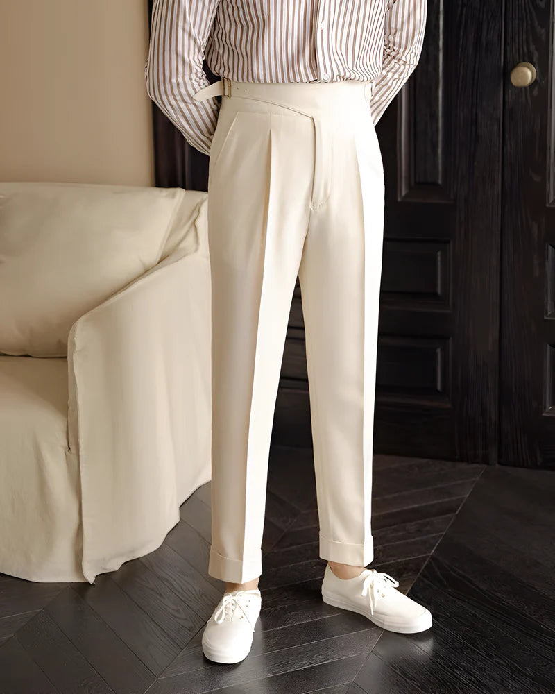 Italian Nova – Signature Gurkha Trousers in Elegant Beige