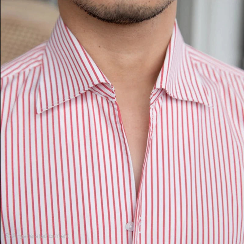 Italian Nova – Classic Pink Pinstripe Old Money Shirt