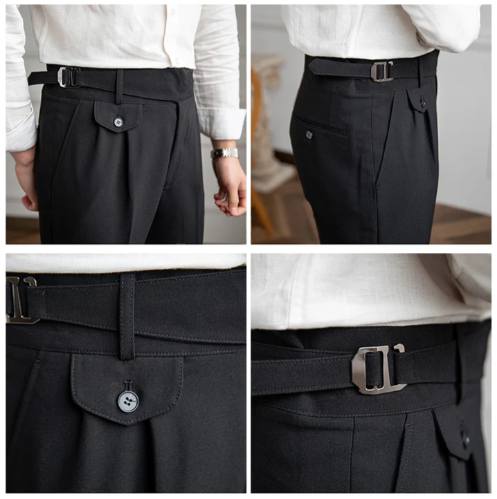 Italian Nova – Signature Flap Gurkha Trousers in Classic Black